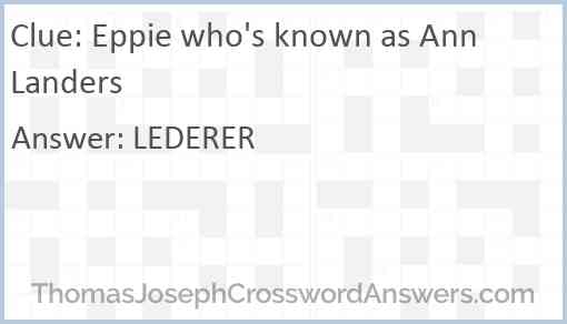 Eppie who's known as Ann Landers Answer