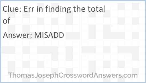 Err in finding the total of Answer