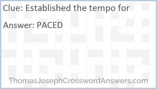 Established the tempo for Answer