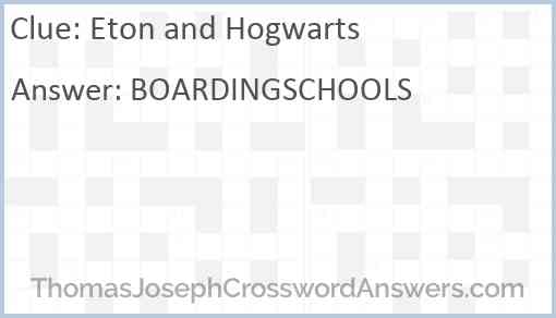 Eton and Hogwarts Answer