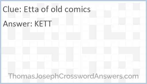 Etta of old comics Answer