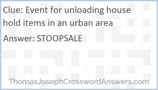 Event for unloading household items in an urban area Answer