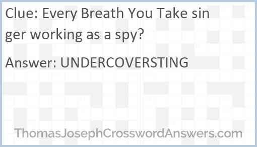 Every Breath You Take singer working as a spy? Answer