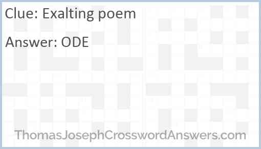 Exalting poem Answer