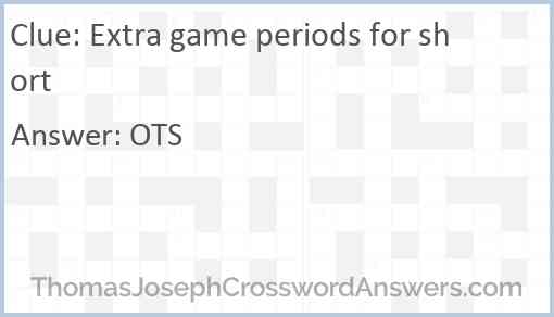 Extra game periods for short Answer
