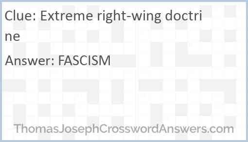 Extreme right-wing doctrine Answer