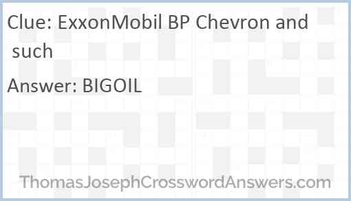 ExxonMobil BP Chevron and such Answer