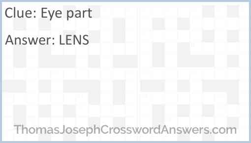 Eye part crossword clue ThomasJosephCrosswordAnswers com