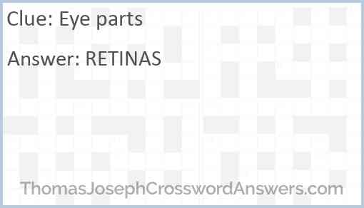 Eye parts crossword clue ThomasJosephCrosswordAnswers com