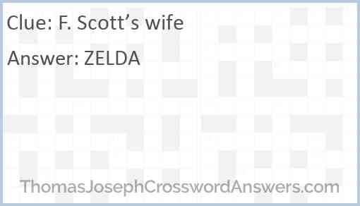 F. Scott’s wife Answer