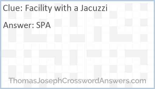 Facility with a Jacuzzi Answer