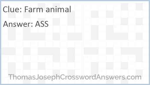 Farm animal crossword clue ThomasJosephCrosswordAnswers com