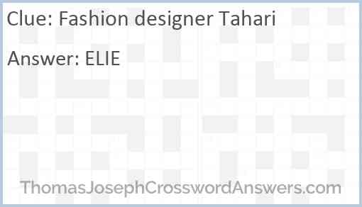 Fashion designer Tahari Answer