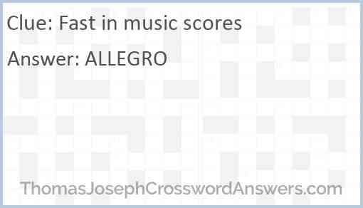 Fast in music scores Answer