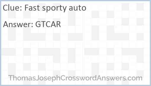 Fast sporty auto Answer