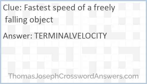 Fastest speed of a freely falling object Answer