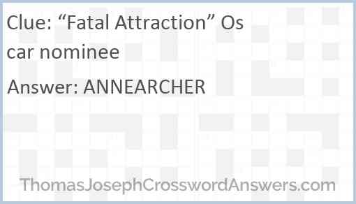 “Fatal Attraction” Oscar nominee Answer
