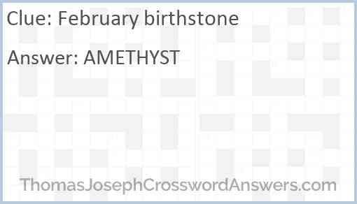 February birthstone Answer
