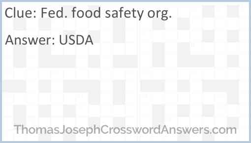 Fed. food safety org. Answer