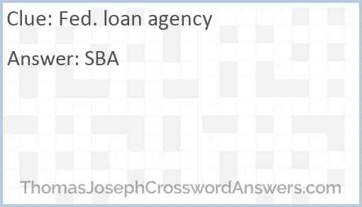 Fed. loan agency Answer