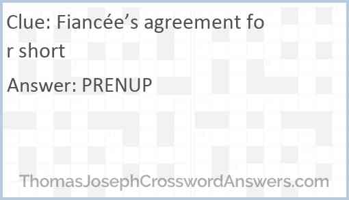 Fiancée’s agreement for short Answer