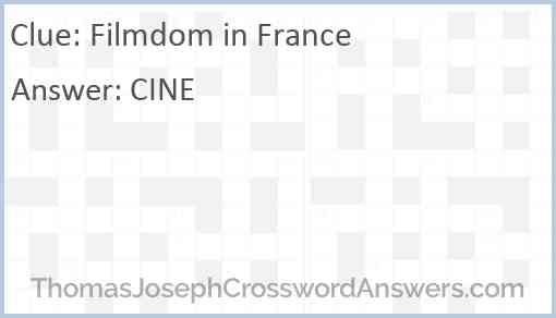 Filmdom in France Answer