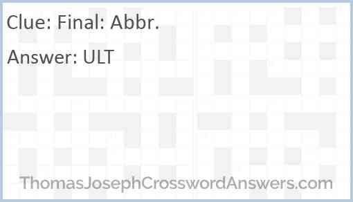 Final: Abbr. Answer
