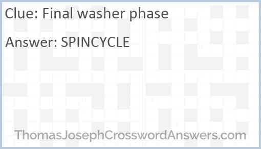 Final washer phase Answer