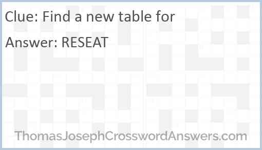 Find a new table for Answer