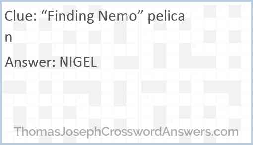 “Finding Nemo” pelican Answer