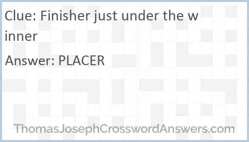 Finisher just under the winner Answer