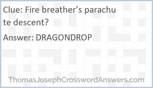 Fire breather’s parachute descent? Answer