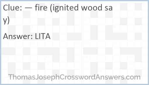 — fire (ignited wood say) Answer