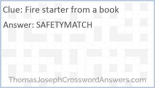 Fire starter from a book Answer