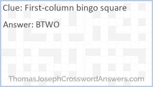 First-column bingo square Answer