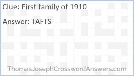First family of 1910 Answer