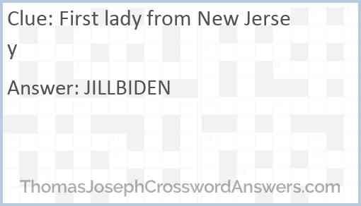 First lady from New Jersey Answer