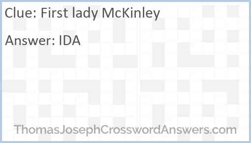First lady McKinley Answer