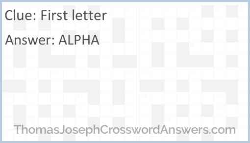 First letter Answer