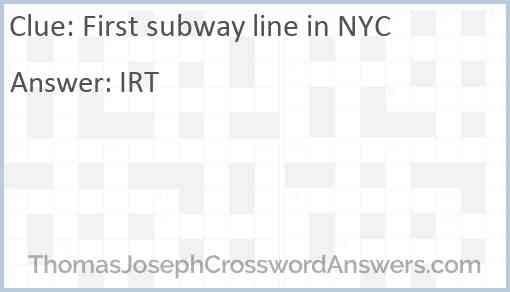 First subway line in NYC Answer