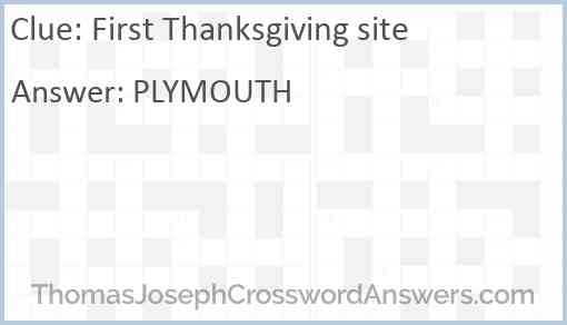 First Thanksgiving site Answer