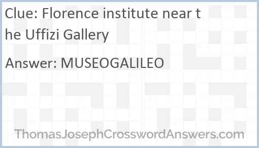 Florence institute near the Uffizi Gallery Answer