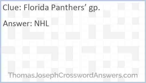 Florida Panthers’ gp. Answer