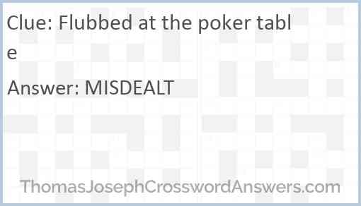Flubbed at the poker table Answer