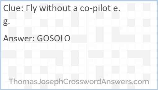 Fly without a co-pilot e.g. Answer