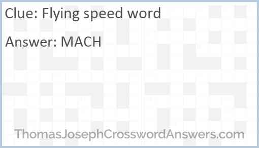 Flying speed word Answer