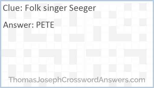 Folk singer Seeger Answer