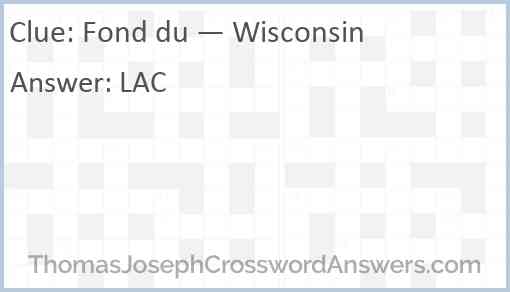 Fond du — Wisconsin Answer
