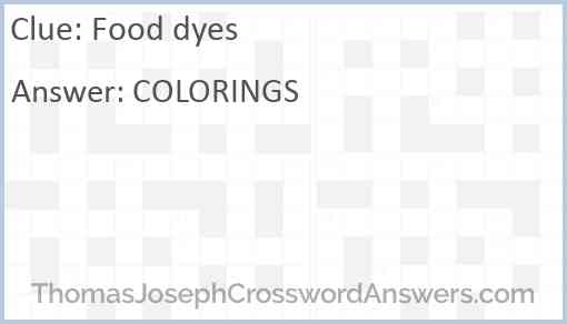 Food dyes Answer