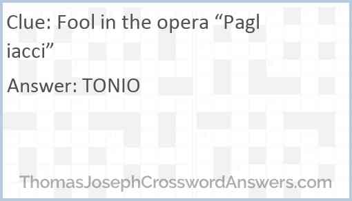 Fool in the opera “Pagliacci” Answer